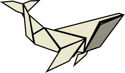 Origami-Wal in hellem Beige auf schwarzem Hintergrund.